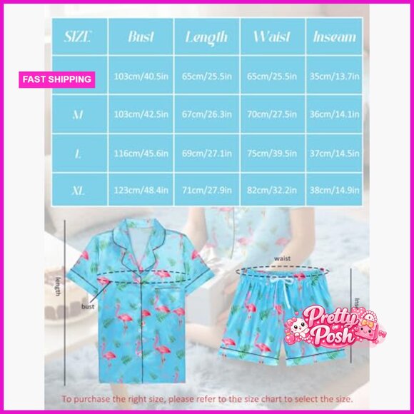 Silky Satin Pajama Set Short Sleeve Button Down Lounge Sleepwear - Picture 6 of 7